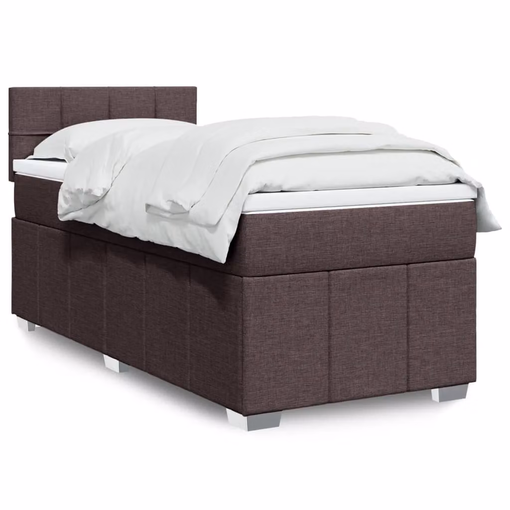 Maison Exclusive - Letto boxspring con materasso marrone scuro 90x200 cm tessuto
