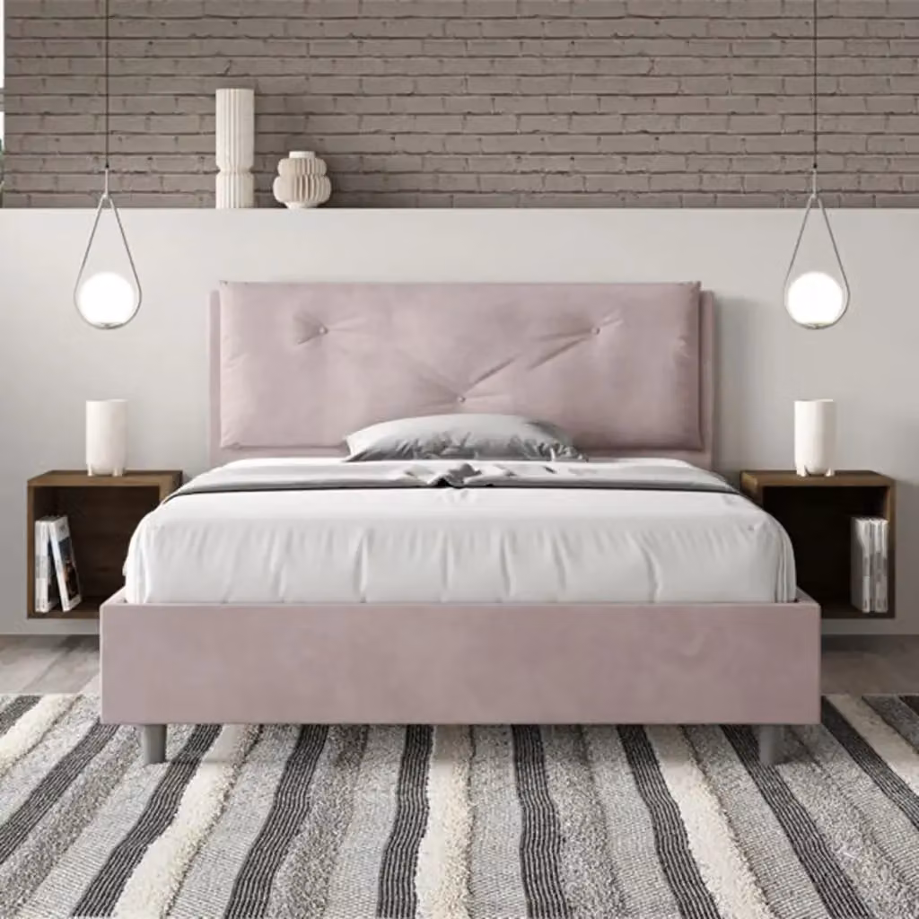 Letto matrimoniale francese con contenitore Appia Large Ityhome imbottito in microfibra colore glicine L/P: 140 x 200 cm – 2