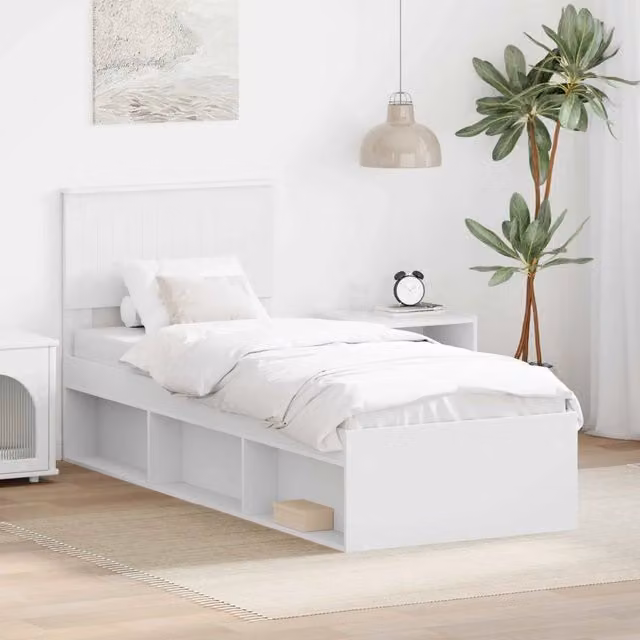 Struttura del letto-Giroletto-Rete del Letto Bianco 75 x 190 cm Pino massello 878735