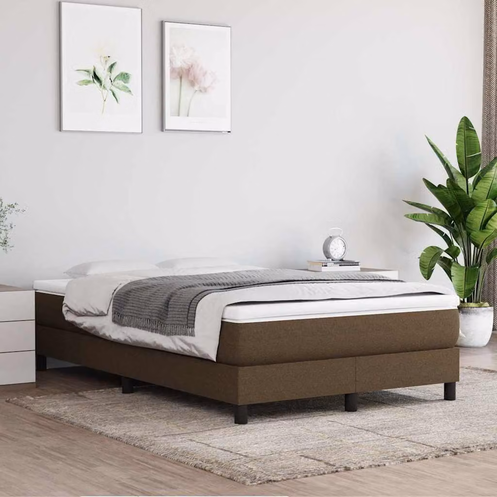 Struttura Letto a Rete a Molle vidaXL in Tessuto Marrone con Doghe Arcuate L: 200 cm, P: 120 cm