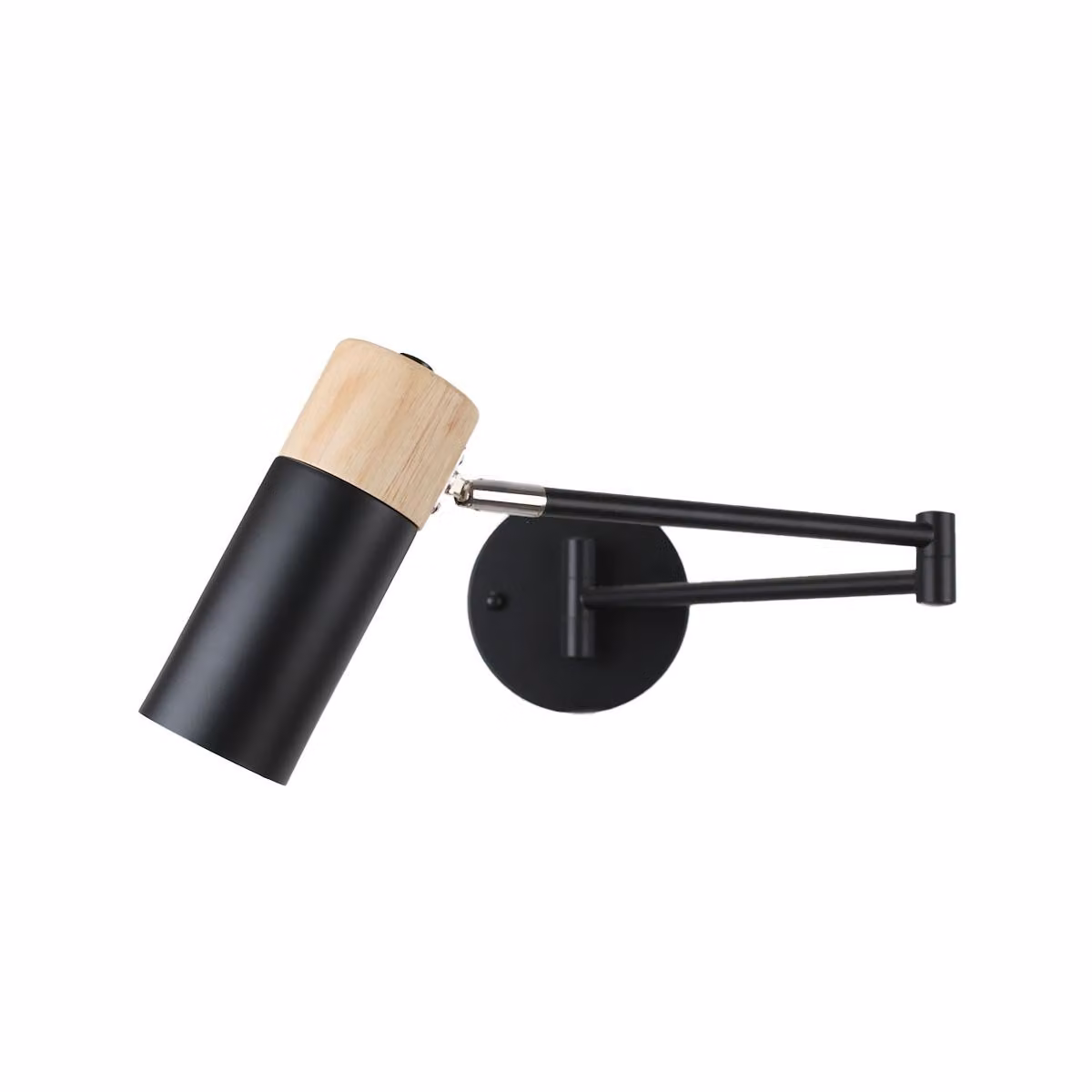 Lampada da parete nera con braccio orientabile: lampada da lettura regolabile in legno