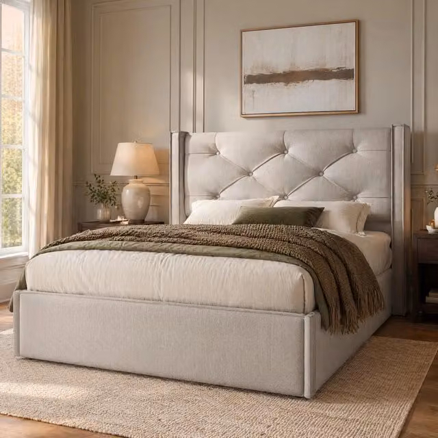 Letto Imbottito REDOM Grigio con Contenitore e Base Lift Up L/P: 90 x 200 cm – 1