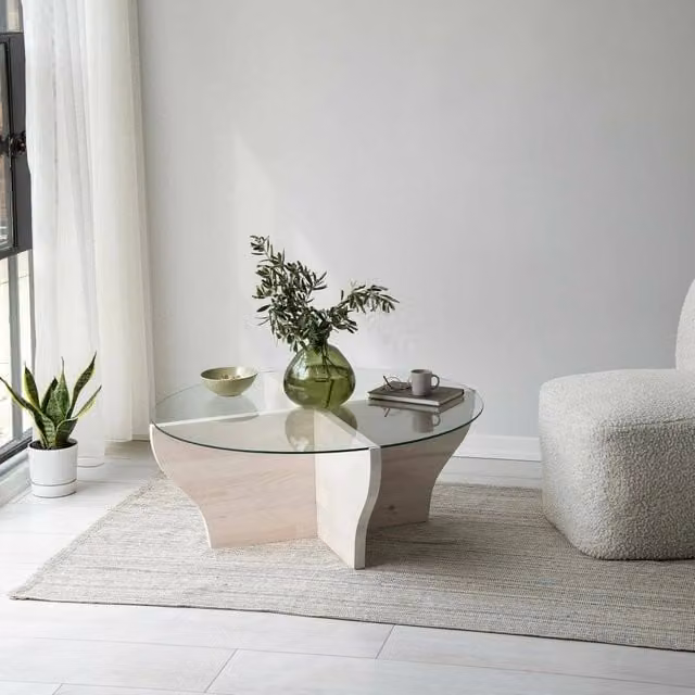 Tavolino da salotto Califfi DMORA rotondo bianco e trasparente L: 92 cm, P: 92 cm, H: 36 cm