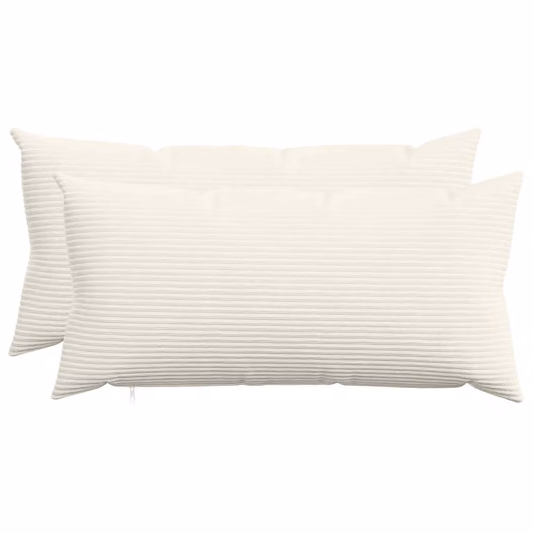 Set di 2 federe vidaXL HEERLEN in velluto a coste, colore crema, L: 80 cm, P: 40 cm