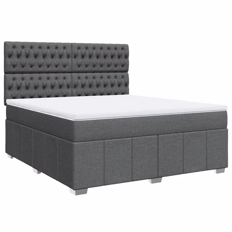 Giroletto a Molle con Materasso Grigio Scuro 180x200 cm Tessuto