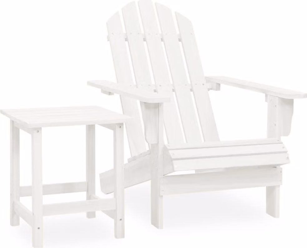 The Living Store Sedia da giardino Adirondack con tavolo in legno massiccio di abete bianco