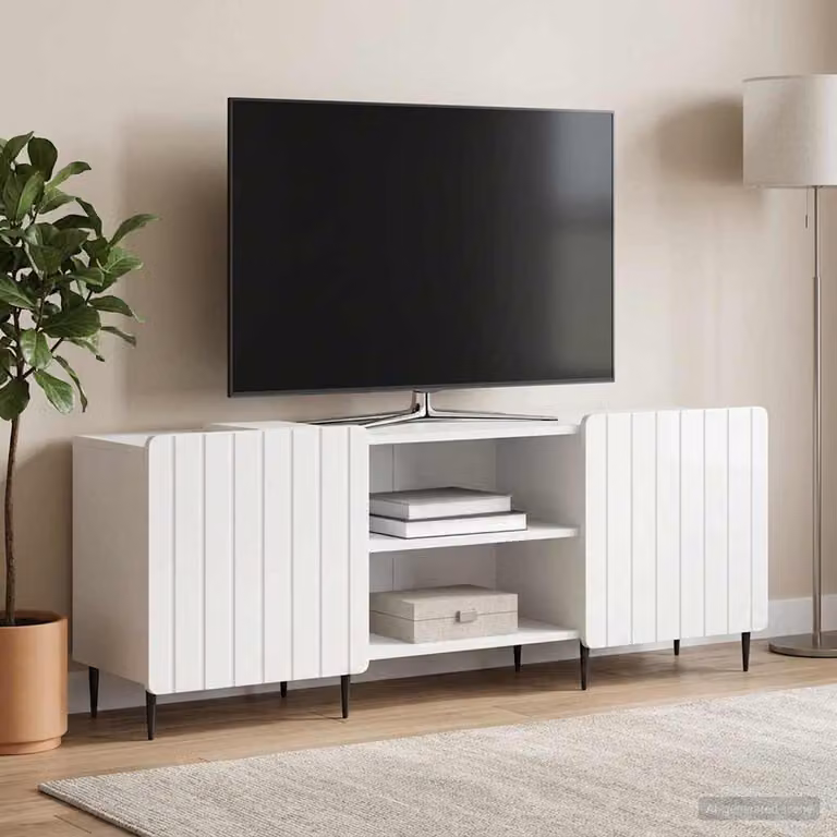 Mobile TV vidaXL Bianco Lucido in Legno e Metallo L: 150 cm, P: 31 cm, H: 52 cm
