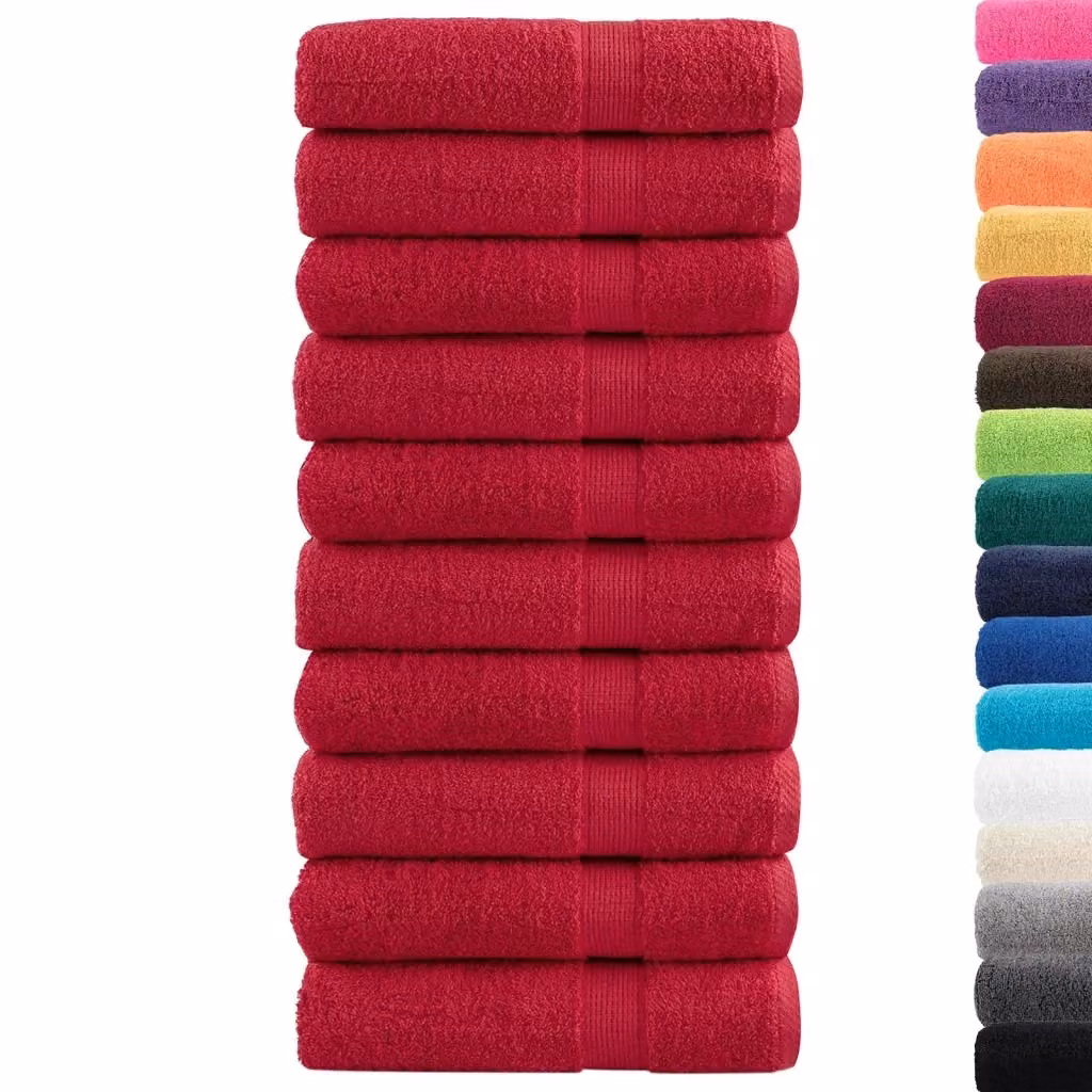 Set di 10 asciugamani da bagno SOLUND in cotone rosso, morbidi e certificati Oeko-Tex, 100x150 cm, 600 g/m2 – 2