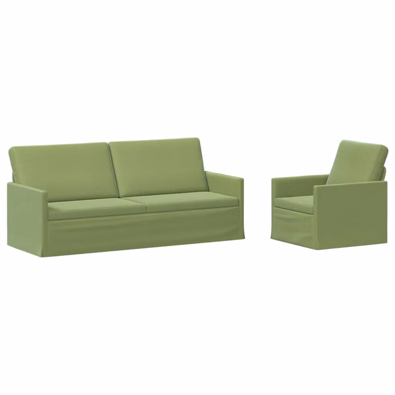 Set di 2 divani moderni vidaXL in velluto verde chiaro con struttura in metallo per il tuo soggiorno