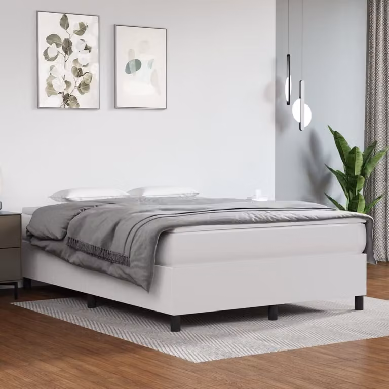 The Living Store Letto a molle con materasso bianco 140x200 cm in Pelle finta