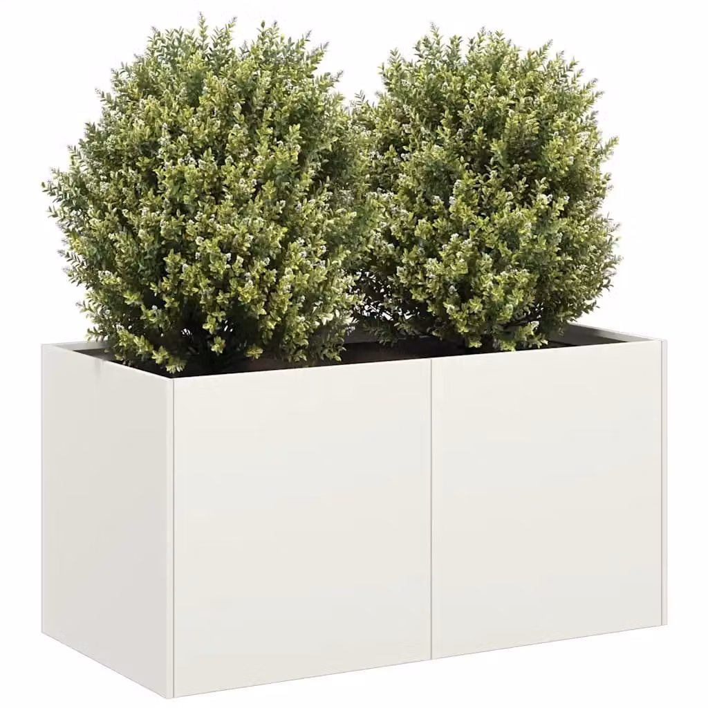 Fioriera bianca vidaXL in acciaio laminato a freddo L 80 cm x P 40 cm x H 40 cm
