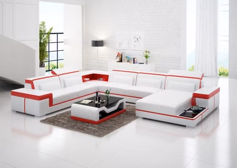 Moderne Sitzecke Ledersofa Polster Eckgarnitur Ecksofa Sofa Couch Wohnlandschaft