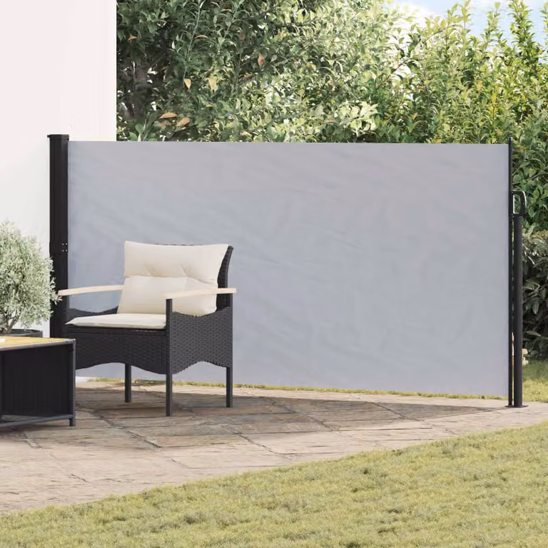 Tenda laterale retrattile rettangolare vidaXL in poliestere grigio, L: 300 cm, H: 140 cm