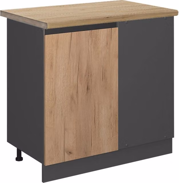 Mobile ad angolo cucina R-Line Rovere dorato/Antracite 86 cm J-Shape, PL Rovere Vicco