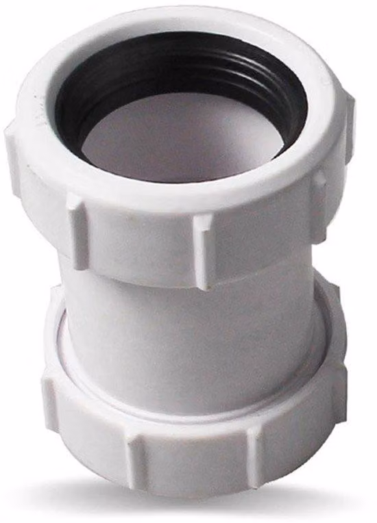 Connettore per tubo di scarico - Tubo dritto da 40 mm - Impermeabile - Bianco e nero - Adatto per vasche da bagno, lavelli, scarichi doccia e lavastoviglie