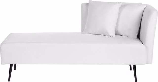 Chaise Lounge BELIANI Bianca a Destra con Cuscini Decorativi e Rivestimento in Tessuto, Design Moderno per Soggiorno o Camera da Letto, L/P/H: 156 x 77 x 75 cm