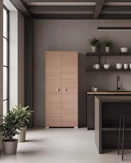 Armadio multiuso Clara 2 ante - Mobile contenitore dispensa salvaspazio - Colore virginia - 5 ripiani interni - 75x180x35 cm