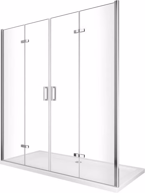Porta doccia a libro pieghevole GIORGYSHOP con apertura totale a 4 ante, vetro trasparente e finitura cromo, H 190 cm, L: 158-161,5 cm – 1