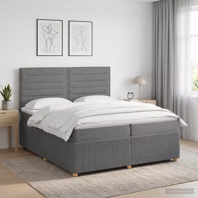 Maison Exclusive - Letto boxspring con materasso grigio scuro 200 x 200 cm Tessuto
