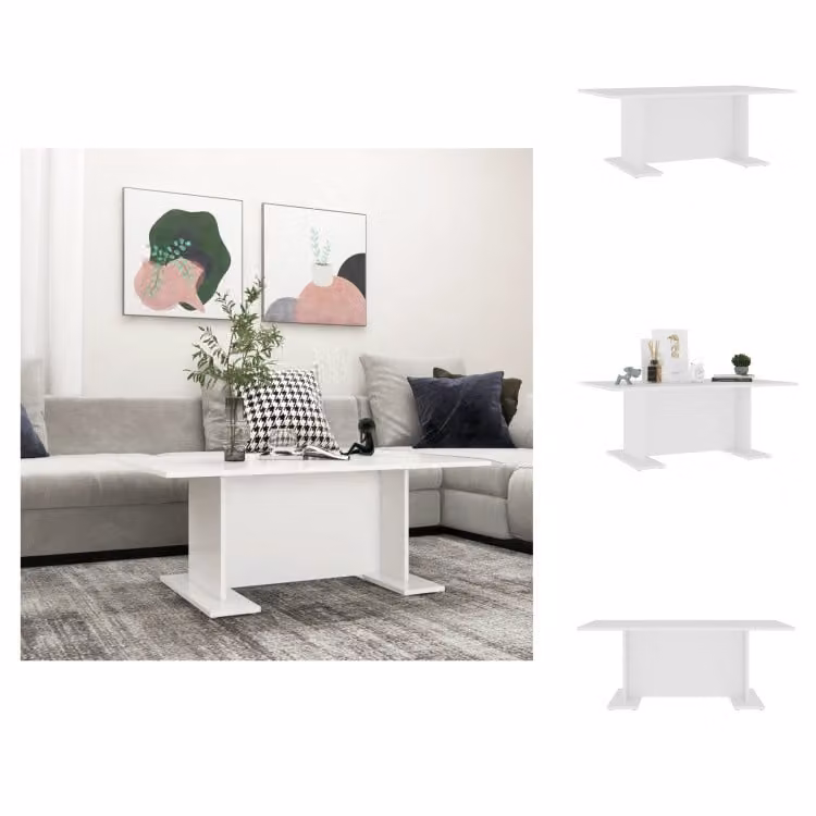 vidaXL Tavolino bianco 103,5x60x40 cm in legno - Tavolini da caffè