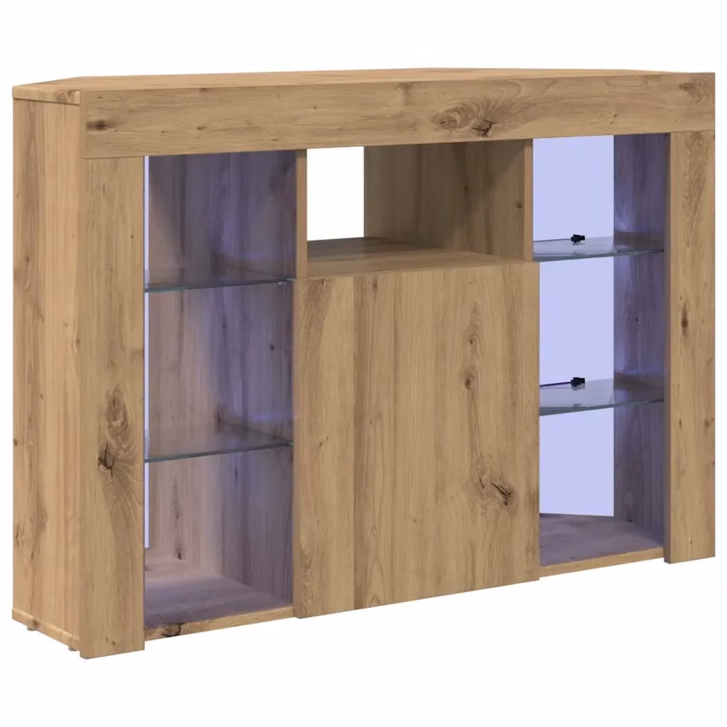 Mobile TV vidaXL con illuminazione LED integrata in rovere marrone, stile minimalista, L 108 x P 40 x H 68 cm – 2