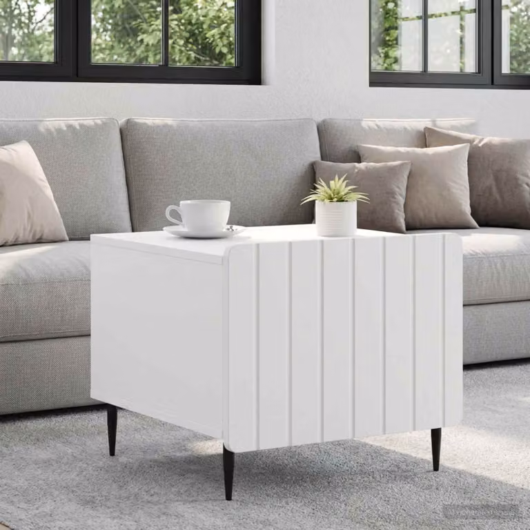 vidaXL Tavolino da salotto moderno Bianco L: 49 cm, P: 50 cm, H: 42 cm in legno MDF