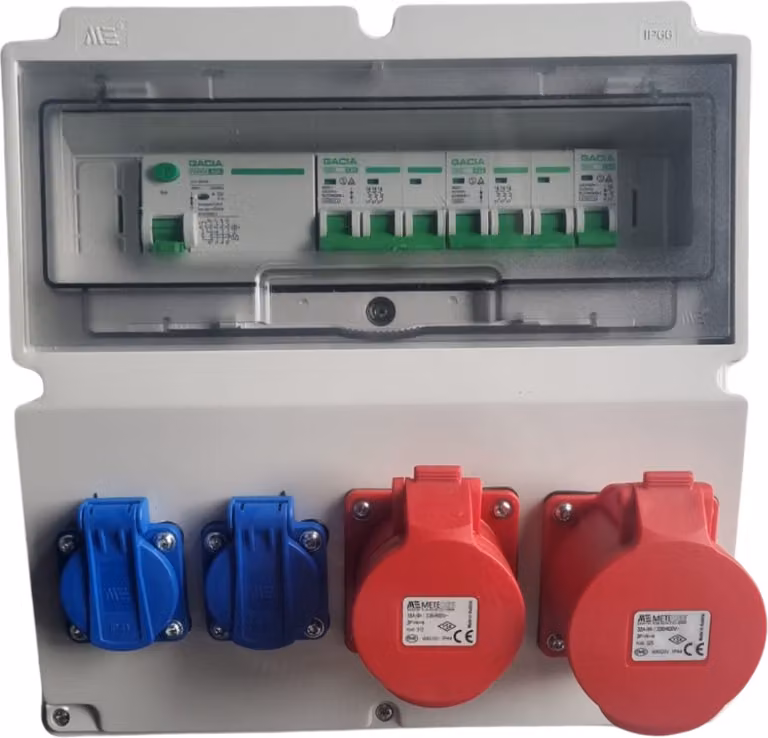 Distributore di corrente a parete CEE 32A 16A 230V Schuko con fusibili FI /LS 96V-3