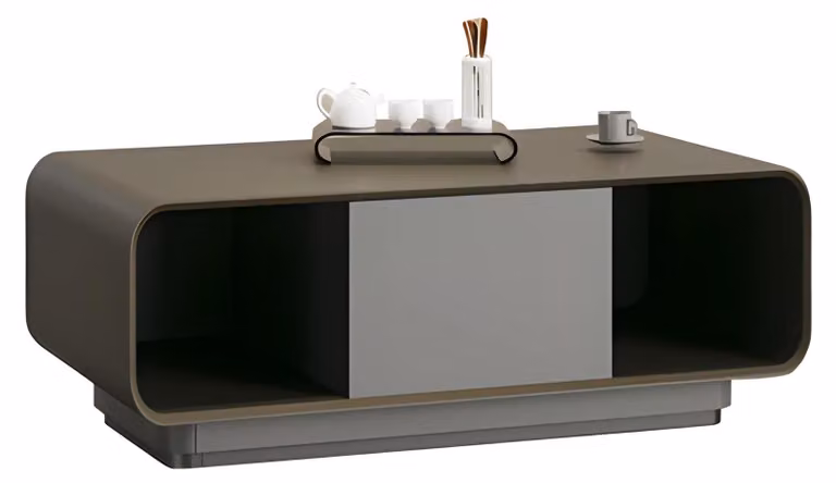 Couchtisch Wohnzimmertisch Modern Schwarz Grau Design Stauraum Ablage Minimal