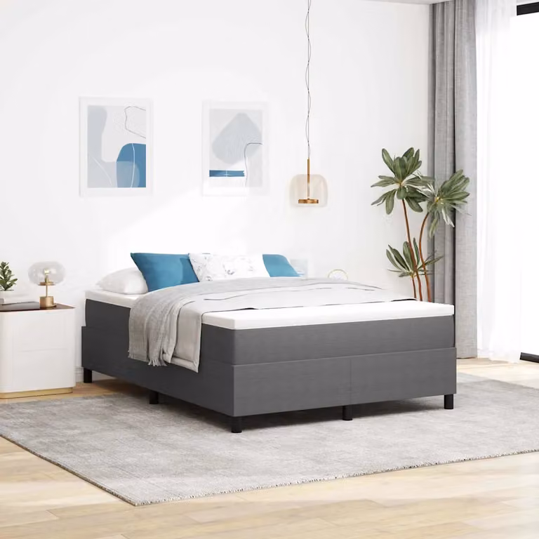 Letto a molle vidaXL Grigio chiaro e bianco L 140 x P 200 cm