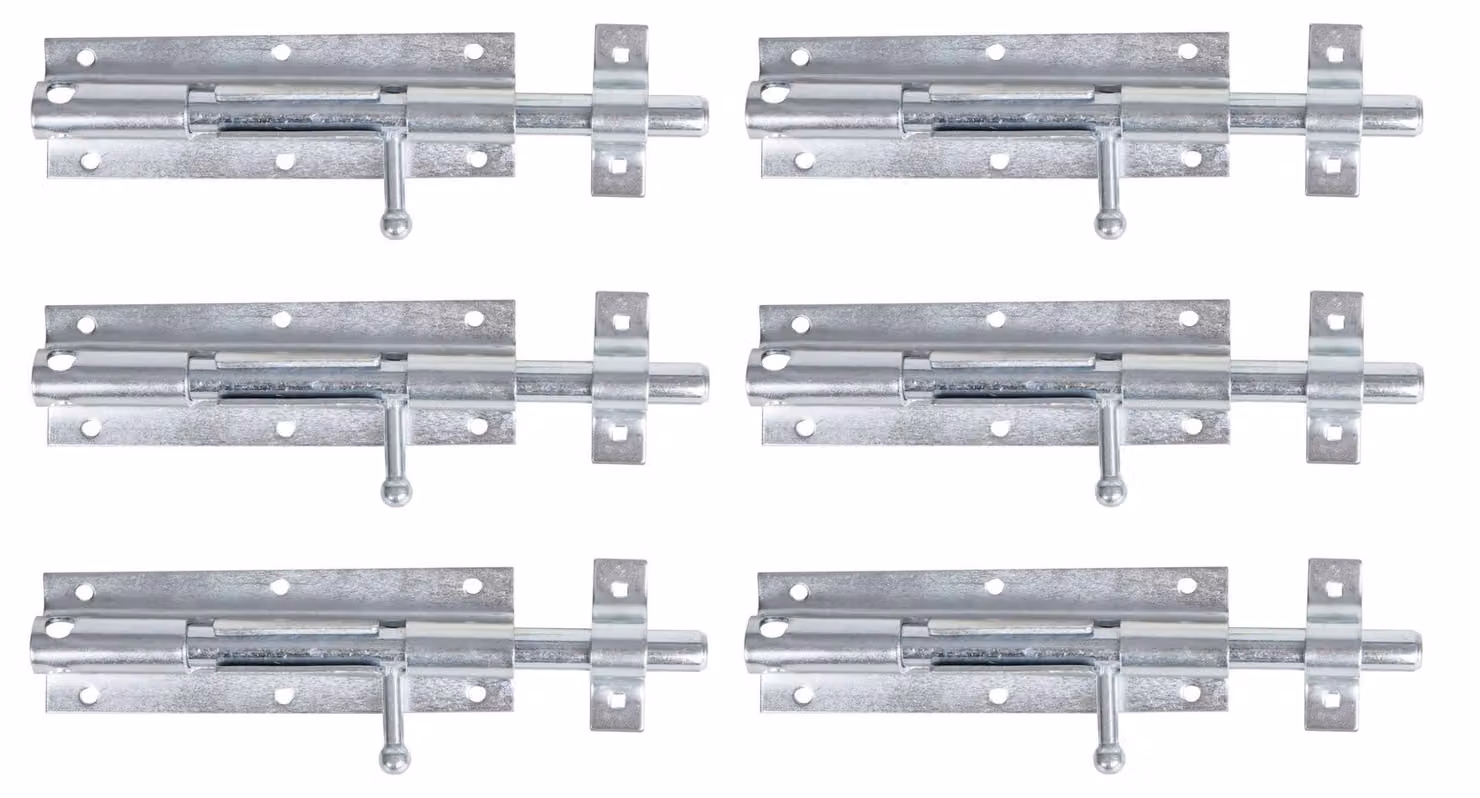 Alberts 824037 Bullone Grendel, con impugnatura a pomello e senza molla, zincato, piastra 175 x 55 mm, set da 6