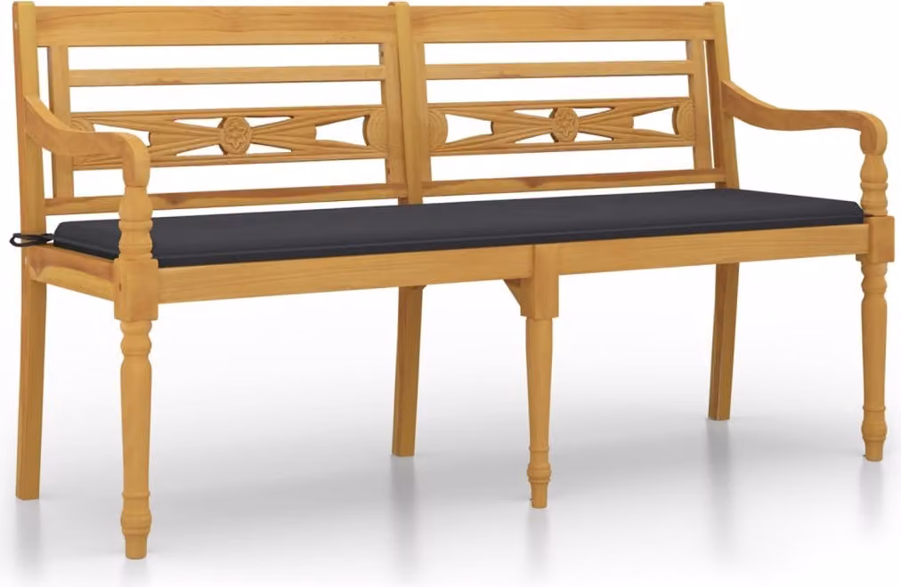 Panchina Batavia Cuscino Antracite 150 cm Legno Massello Teak