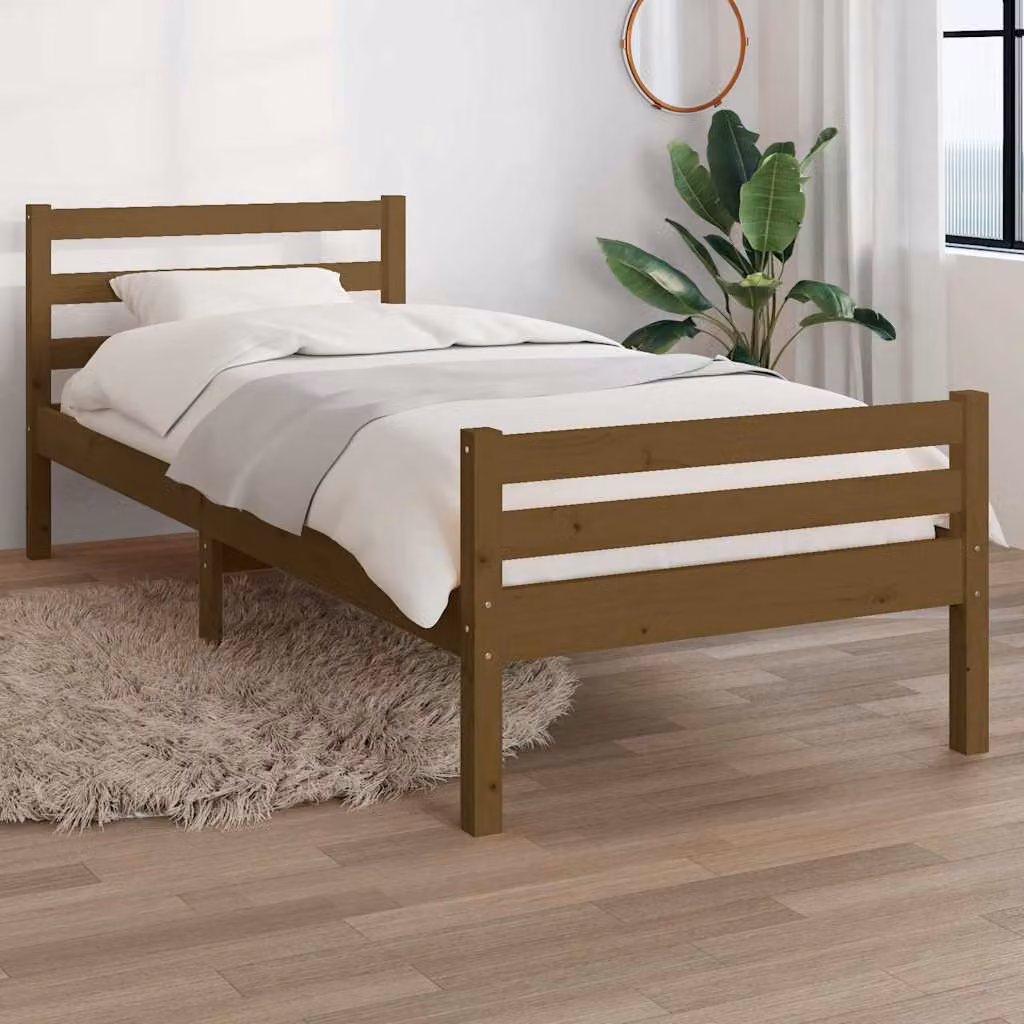 vidaXL Giroletto in legno massello di pino colore ambra con doghe fisse L: 75 cm, P: 190 cm