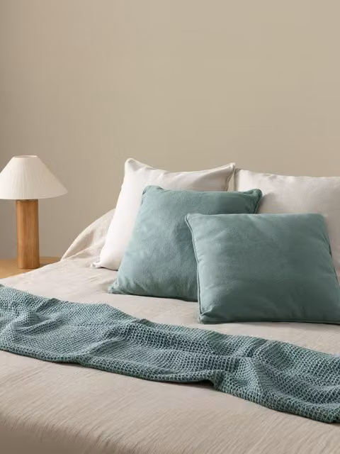 Set di 2 cuscini color menta e plaid turchese in cotone Kenay Home