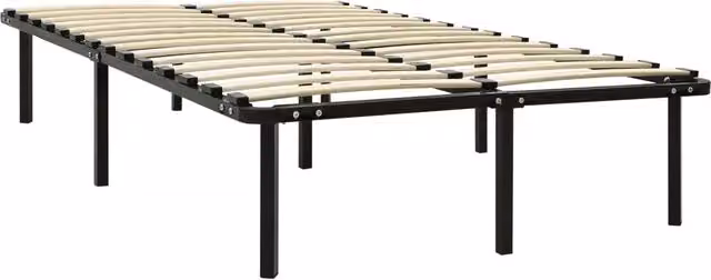 Letto matrimoniale DESIGN IN in metallo nero con doghe in legno di pino L/P/H: 120 x 200 cm