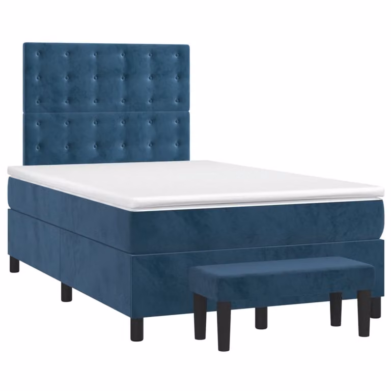 Maison Exclusive - Letto boxspring con materasso blu scuro 120x190 cm velluto