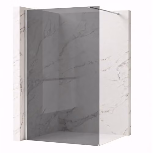 Rea - Parete Doccia Flexi, Cromo 80, Walk-In Senza Piatto Doccia, Vetro Di Sicurezza Temperato Grigio 8mm, 120 X 80 X 195 cm