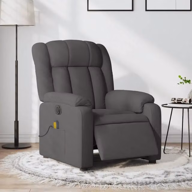 Divano Sedia-Poltrona Reclinabile Massaggio Elettrica Grigio Scuro Tessuto 337163
