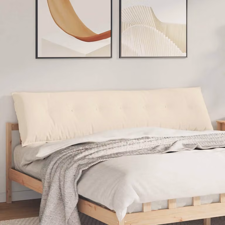 vidaXL Cuscino per Schiena Beige 200 x 50 cm Tessuto in Microfibra