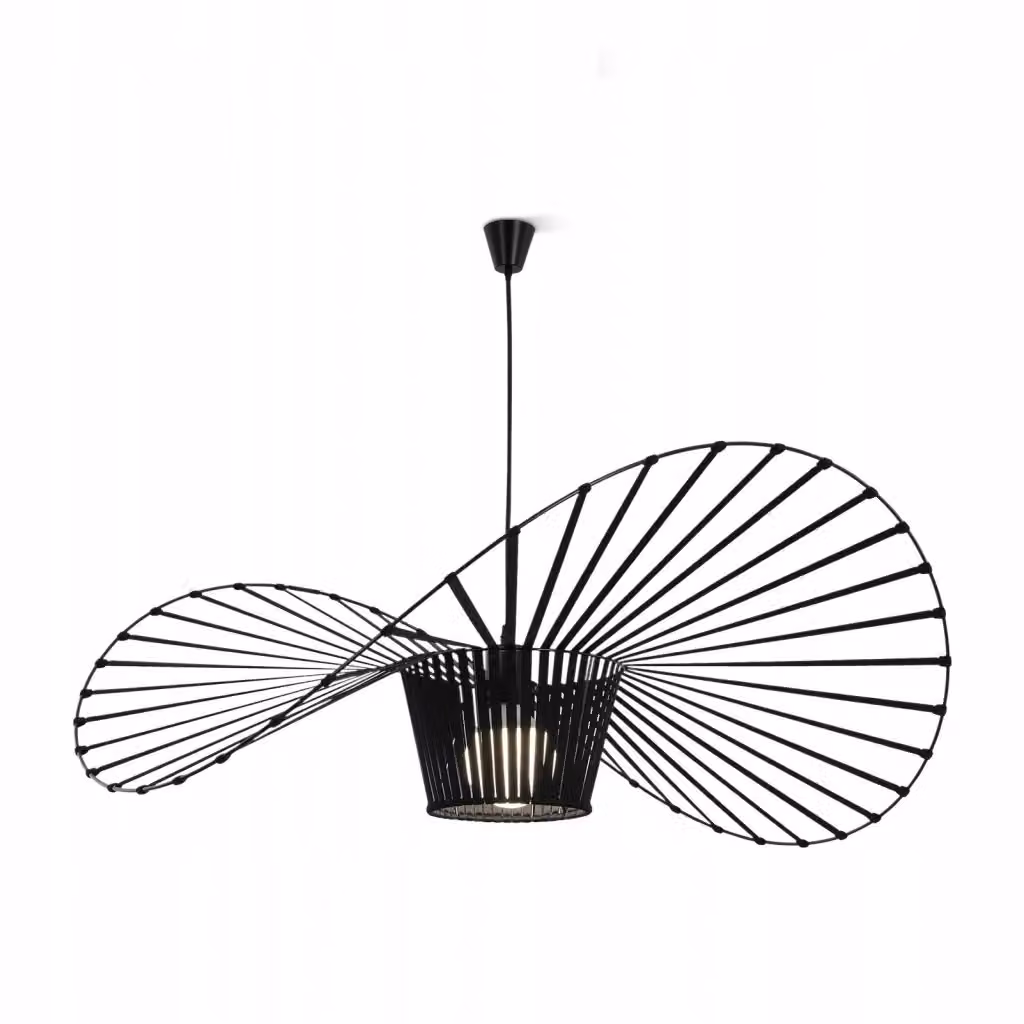 ZMH Lampada a Sospensione Moderna a LED Nero in Metallo e Tessuto con Attacco E27, Lunghezza: 120 cm – 2