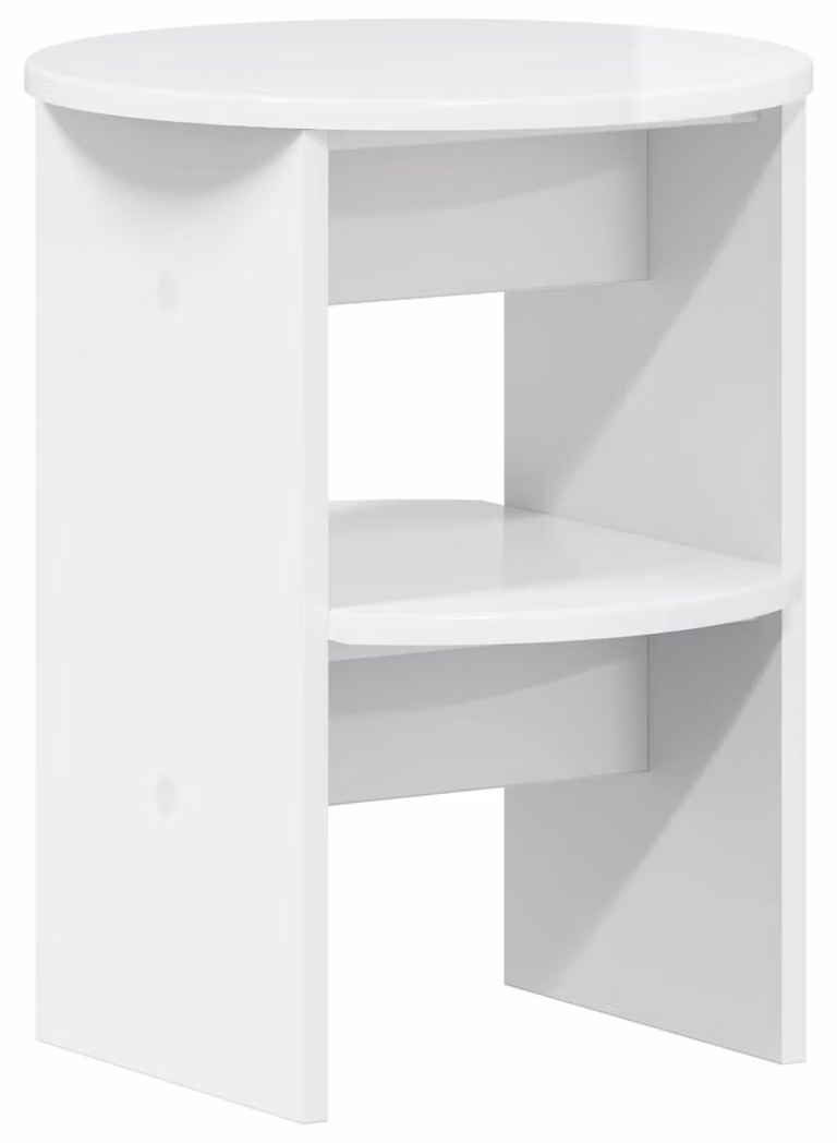 Mobile laterale Bianco Lucido Ø40 x 50 cm Legno ingegnerizzato