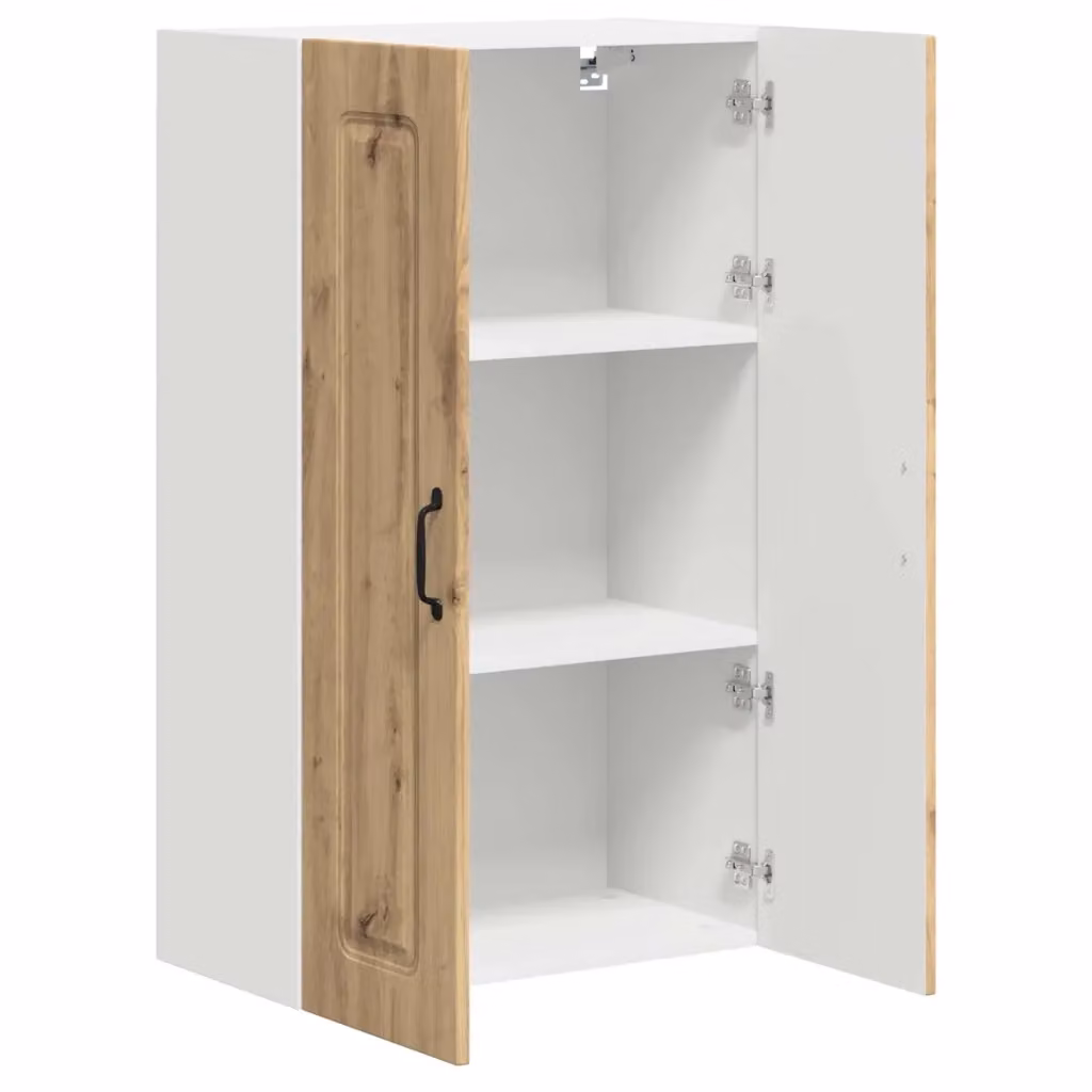 Mobile a muro moderno HELLOSHOP26 in legno composito rovere marrone con ante a battente e ripiani interni L/P/H: 60 x 31 x 100 cm – 2