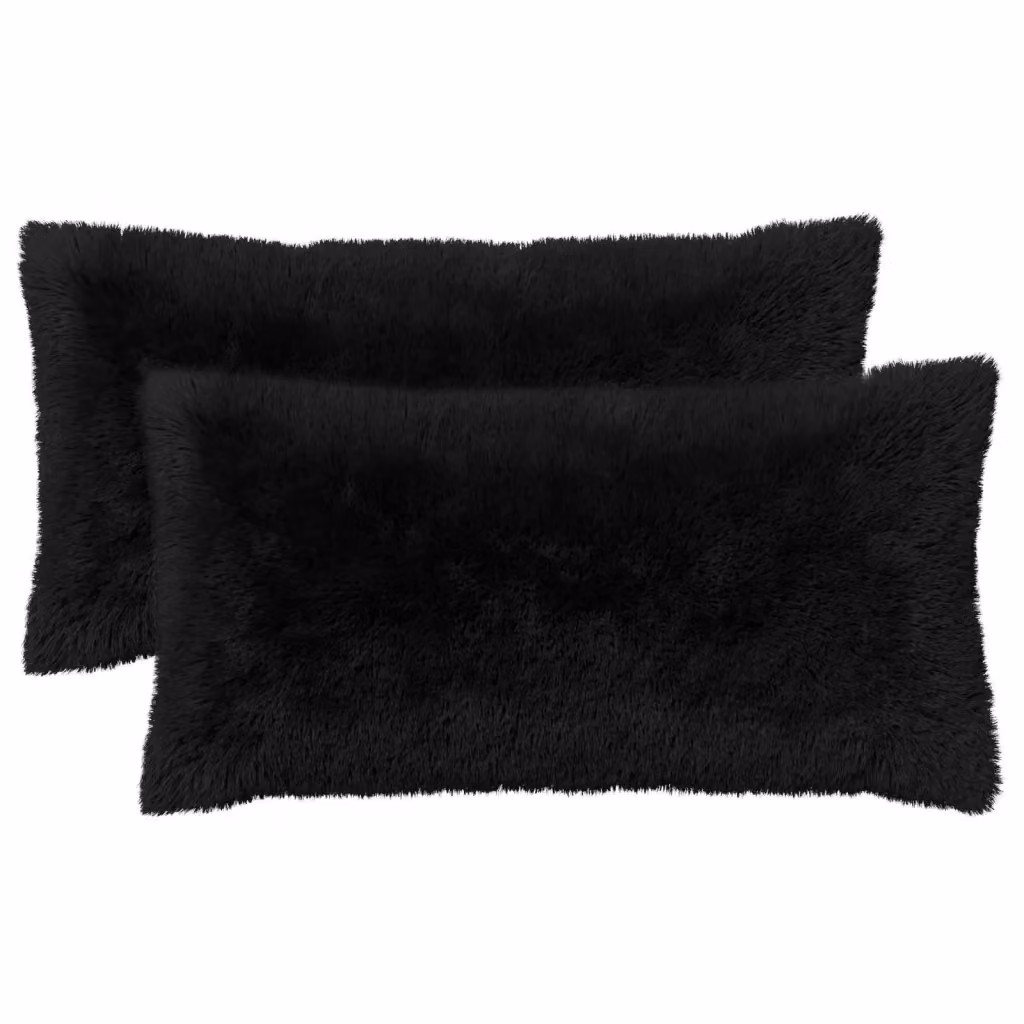 Set di 12 cuscini rettangolari HEERLEN vidaXL in pile nero con fodera lavabile L 80 cm x P 40 cm x H 40 cm – 2