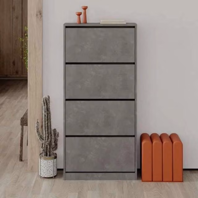 Scarpiera moderna GIORDANOSHOP con quattro ante a ribalta in finitura opaca grey, L: 73 cm, P: 26 cm, H: 82,5 cm