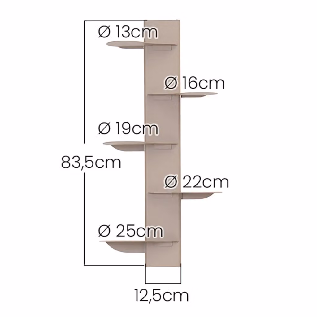 ALUBOX HYDRA Fioriera da parete a colonna in alluminio e lamiera zincata con 15 mensole, colore Antracite, H: 83,5 cm, P: 43,5 cm, L: 20 cm – 2