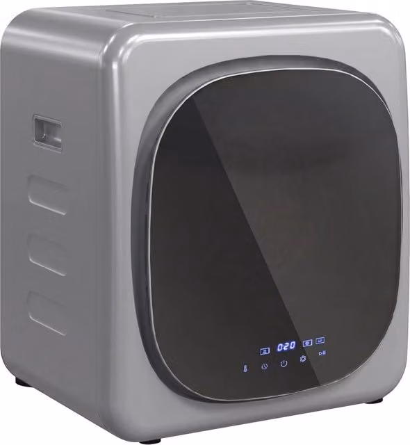 Mini Asciugatrice Compatta ad Aria Carico 2.5kg Salvaspazio con Timer e Programmi, Argento 48x40x56 cm per Casa