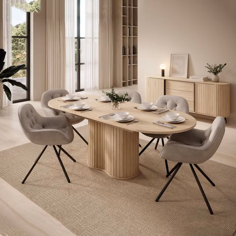 Kasota - Tavolo Allungabile, 180x90x76h cm Marrone Rovere, 8 Posti