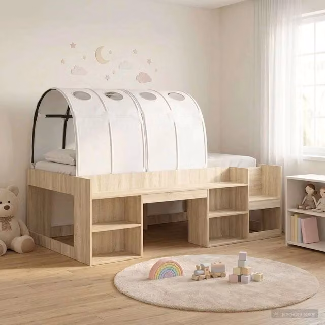 Letto con Tunnel con lo scaffale 3 pz Rovere Sonoma e Bianco 3423629