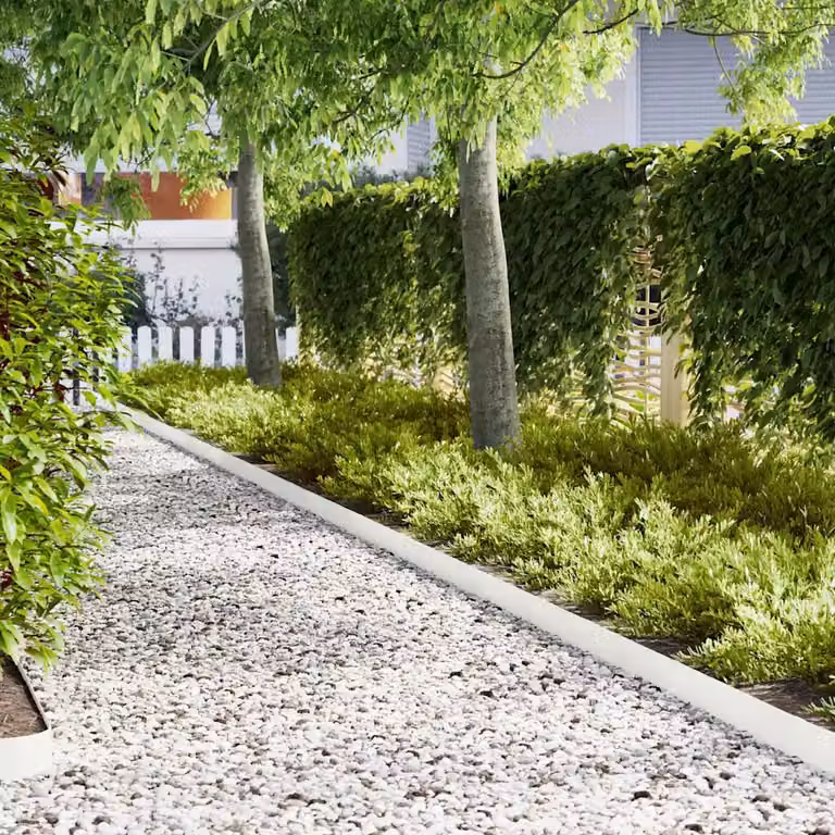 Set di 30 bordure per prato vidaXL in acciaio bianco, L: 100 cm, P: 0,05 cm, H: 15 cm