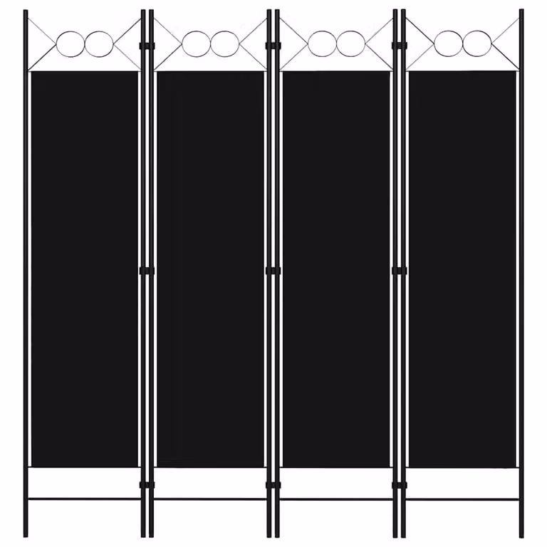 Paravento a 4 Pannelli vidaXL Nero con Design Geometrico Moderno L: 160 cm, H: 180 cm