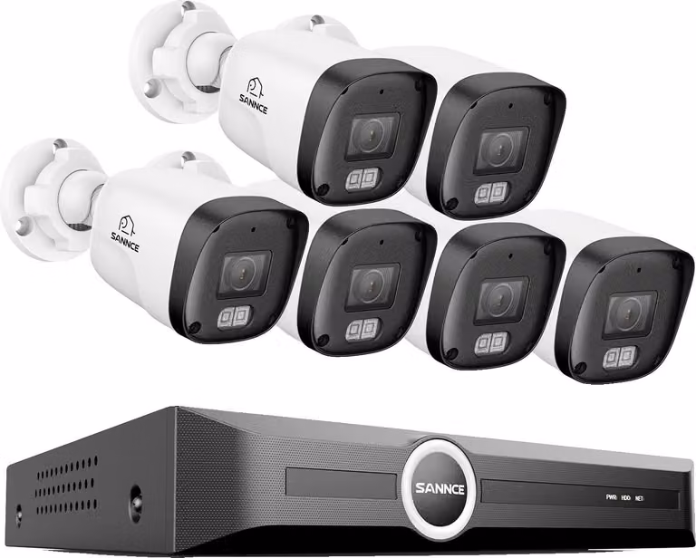 Sistema di telecamere di sicurezza domestiche, risoluzione 3 MP, visione notturna, NVR 8CH 6 telecamere, 1T